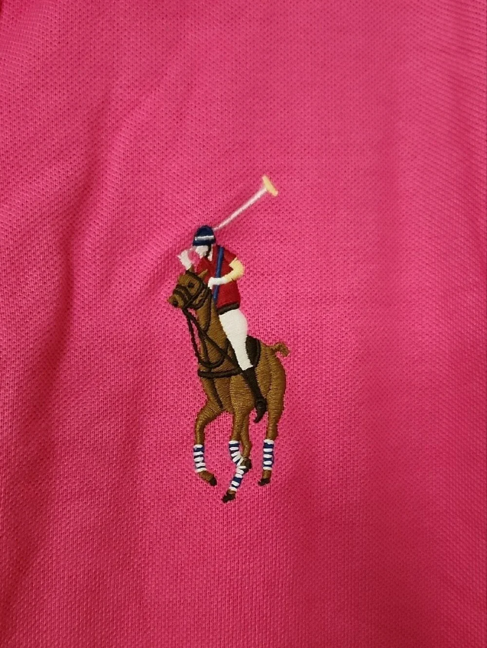 Ralph Lauren Pink Polo with Gold Sleeve '3' Patch